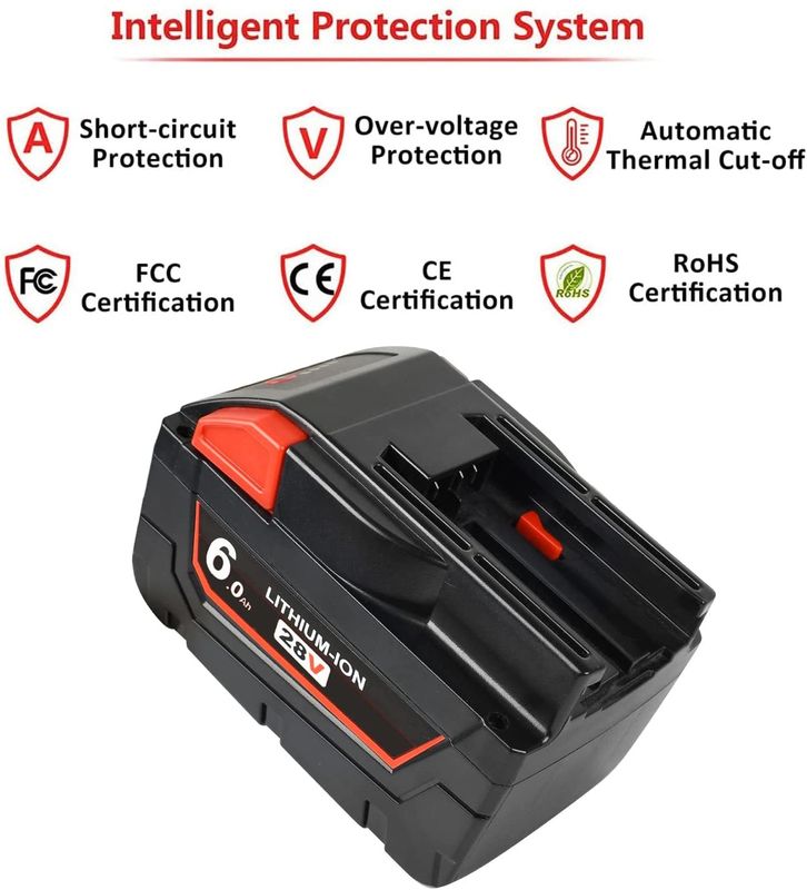 28V 6000mAh 슬라이드 팩 배터리 밀워키와 호환됩니다