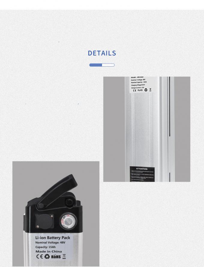 고품질 실버 생선 배터리 48V 20ah 리?? 이온 전자 자전거 배터리 1000W 전기 자전거 에바이크 아쿠 2